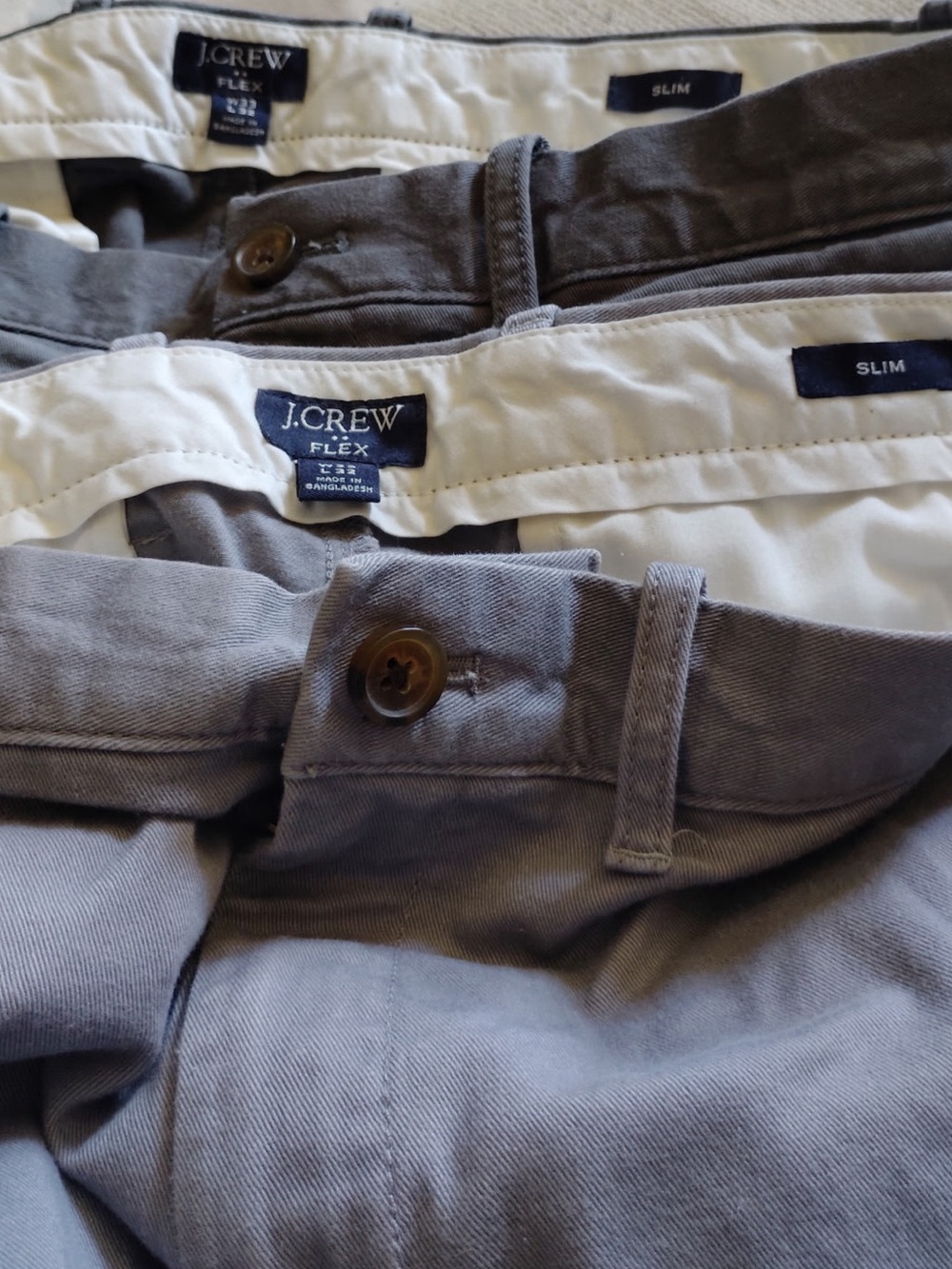 2 pairs men J. Crew Slim Pants in Gray
